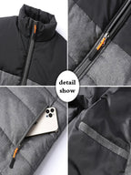 Puffer Vest Men's Insulated Stand-Collar Gray Zip-Pocket – Casual, Winter Outdoor Layering