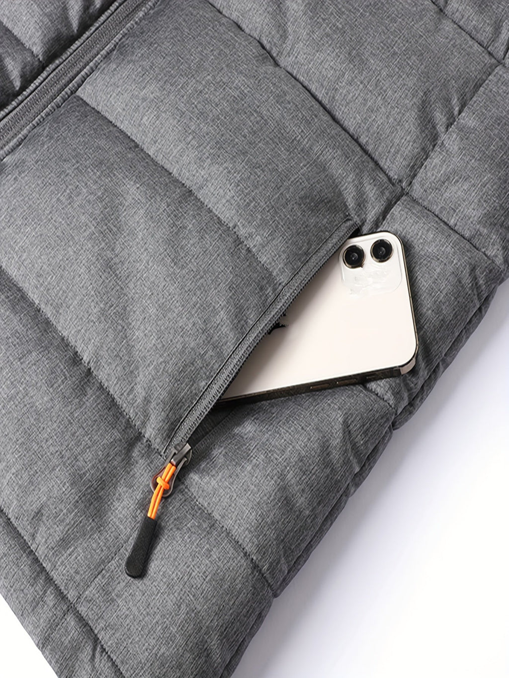 Puffer Vest Men's Insulated Stand-Collar Gray Zip-Pocket – Casual, Winter Outdoor Layering