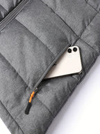 Puffer Vest Men's Insulated Stand-Collar Gray Zip-Pocket – Casual, Winter Outdoor Layering