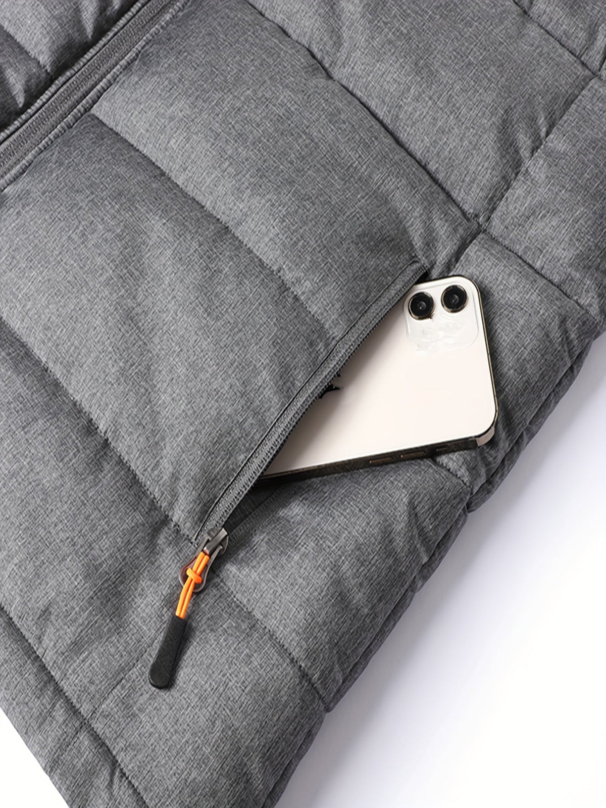 Puffer Vest Men's Insulated Stand-Collar Gray Zip-Pocket – Casual, Winter Outdoor Layering