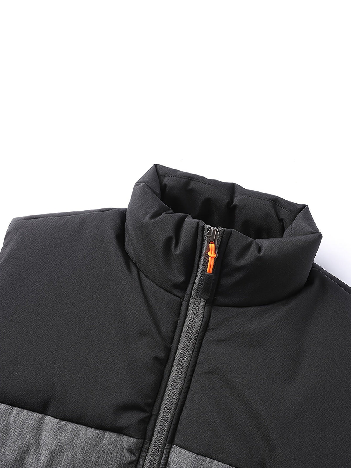 Puffer Vest Men's Insulated Stand-Collar Gray Zip-Pocket – Casual, Winter Outdoor Layering