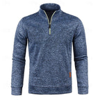 Quarter-Zip Polo Shirt Men's Long-Sleeve Orange Slim Fit Stand Collar – Casual, Office, Gift