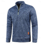 Quarter-Zip Polo Shirt Men's Long-Sleeve Orange Slim Fit Stand Collar – Casual, Office, Gift