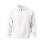 Quarter-Zip Pullover Men's Cable Knit Collared Long Sleeve Sweater – Casual, Office, Gift