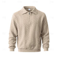 Quarter-Zip Pullover Men's Cable Knit Collared Long Sleeve Sweater – Casual, Office, Gift