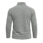 Quarter Zip Pullover Men's Long Sleeve Stand Collar Khaki Top – Casual, Office · Faylori