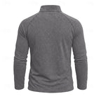 Quarter Zip Pullover Men's Long Sleeve Stand Collar Khaki Top – Casual, Office · Faylori