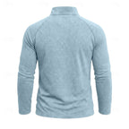Quarter Zip Pullover Men's Long Sleeve Stand Collar Khaki Top – Casual, Office · Faylori