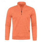 Quarter-Zip Pullover Sweater Men's Textured Stand Collar Long Sleeve – Casual, Office