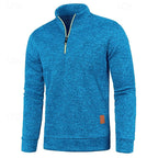 Quarter-Zip Pullover Sweater Men's Textured Stand Collar Long Sleeve – Casual, Office