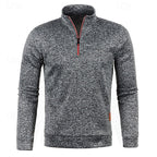 Quarter-Zip Pullover Sweater Men's Textured Stand Collar Long Sleeve – Casual, Office