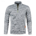 Quarter-Zip Pullover Sweater Men's Textured Stand Collar Long Sleeve – Casual, Office