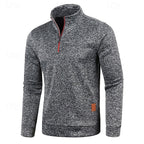 Quarter-Zip Pullover Sweater Men's Textured Stand Collar Long Sleeve – Casual, Office