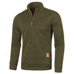 Quarter-Zip Pullover Sweater Men's Textured Stand Collar Long Sleeve – Casual, Office