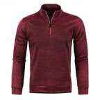 Quarter-Zip Pullover Sweater Men's Textured Stand Collar Long Sleeve – Casual, Office