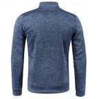 Quarter-Zip Pullover Sweater Men's Textured Stand Collar Long Sleeve – Casual, Office