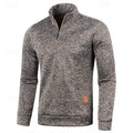 Quarter-Zip Pullover Sweater Men's Textured Stand Collar Long Sleeve – Casual, Office