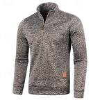 Quarter-Zip Pullover Sweater Men's Textured Stand Collar Long Sleeve – Casual, Office