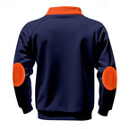 Quarter-Zip Pullover Sweatshirt Men's Color Block Stand Collar Chest Pocket – Casual, Office