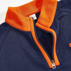Quarter-Zip Pullover Sweatshirt Men's Color Block Stand Collar Chest Pocket – Casual, Office