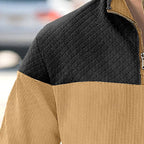 Quarter-Zip Pullover Sweatshirt Men's Color Block Stand Collar with Pocket – Casual, Office, Everyday