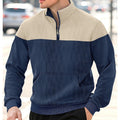 Quarter-Zip Pullover Sweatshirt Men's Color Block Stand Collar with Pocket – Casual, Office, Everyday