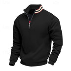 Quarter-Zip Pullover Sweatshirt Men's Gray Stand Collar Long Sleeve – Casual, Office, Gift