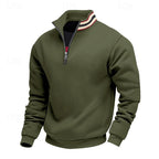 Quarter-Zip Pullover Sweatshirt Men's Gray Stand Collar Long Sleeve – Casual, Office, Gift