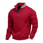 Quarter-Zip Pullover Sweatshirt Men's Gray Stand Collar Long Sleeve – Casual, Office, Gift