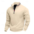 Quarter-Zip Pullover Sweatshirt Men's Gray Stand Collar Long Sleeve – Casual, Office, Gift