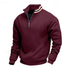 Quarter-Zip Pullover Sweatshirt Men's Gray Stand Collar Long Sleeve – Casual, Office, Gift