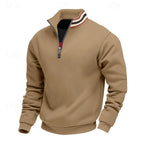 Quarter-Zip Pullover Sweatshirt Men's Gray Stand Collar Long Sleeve – Casual, Office, Gift
