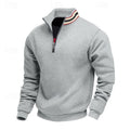 Quarter-Zip Pullover Sweatshirt Men's Gray Stand Collar Long Sleeve – Casual, Office, Gift