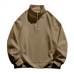 Quarter-Zip Pullover Sweatshirt Men's Stand Collar Long Sleeve Top – Casual, Office