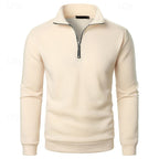 Quarter-Zip Pullover Sweatshirt Men's Stand Collar Long Sleeve Gray – Casual, Office, Gift