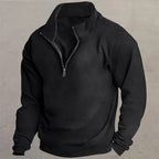 Quarter-Zip Pullover Sweatshirt Men's Stand Collar Long Sleeve Top – Casual, Office