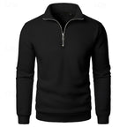 Quarter-Zip Pullover Sweatshirt Men's Stand Collar Long Sleeve Gray – Casual, Office, Gift