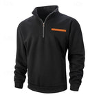 Quarter-Zip Pullover Sweatshirt Men's Stand Collar Long Sleeve – Casual, Office, Holiday, Gift