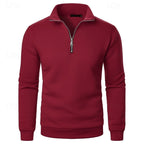 Quarter-Zip Pullover Sweatshirt Men's Stand Collar Long Sleeve Gray – Casual, Office, Gift