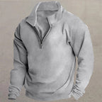 Quarter-Zip Pullover Sweatshirt Men's Stand Collar Long Sleeve Top – Casual, Office