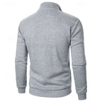 Quarter-Zip Pullover Sweatshirt Men's Stand Collar Long Sleeve Gray – Casual, Office, Gift