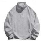 Quarter-Zip Pullover Sweatshirt Men's Stand Collar Long Sleeve Top – Casual, Office