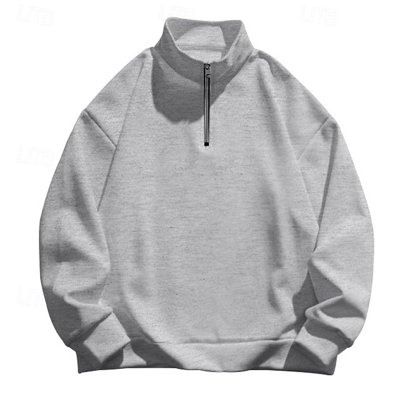 Quarter-Zip Pullover Sweatshirt Men's Stand Collar Long Sleeve Top – Casual, Office