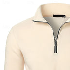 Quarter-Zip Pullover Sweatshirt Men's Stand Collar Long Sleeve Gray – Casual, Office, Gift