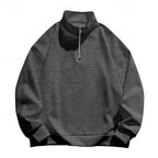Quarter-Zip Pullover Sweatshirt Men's Stand Collar Long Sleeve Top – Casual, Office