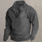 Quarter-Zip Pullover Sweatshirt Men's Stand Collar Long Sleeve Top – Casual, Office