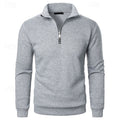 Quarter-Zip Pullover Sweatshirt Men's Stand Collar Long Sleeve Gray – Casual, Office, Gift