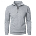 Quarter-Zip Pullover Sweatshirt Men's Stand Collar Long Sleeve Gray – Casual, Office, Gift