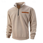 Quarter-Zip Pullover Sweatshirt Men's Stand Collar Long Sleeve – Casual, Office, Holiday, Gift