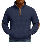 Quarter-Zip Pullover Sweatshirt Men's Textured Stand Collar with Pocket – Casual, Office, Gift
